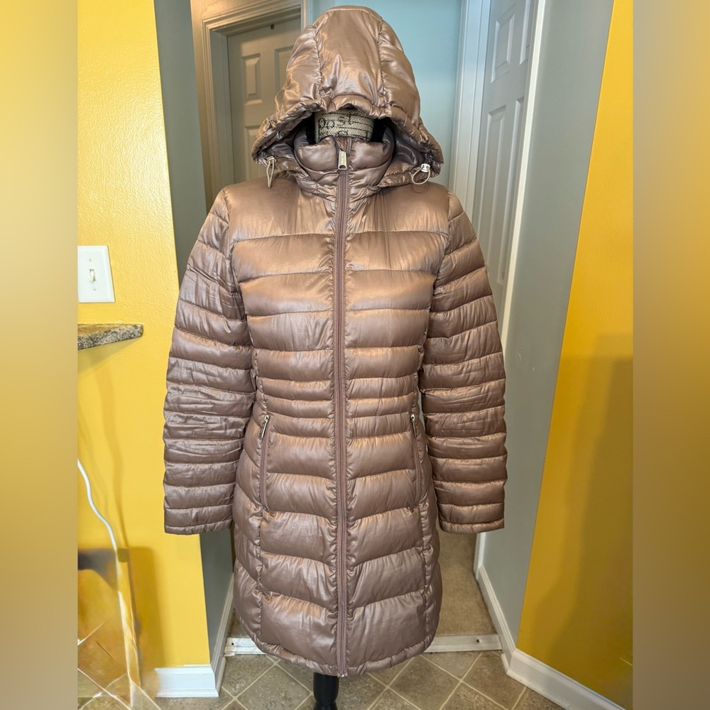 Andrew Marc Metallic Brown/bronze packable lightweigh premium down Puffer Jacket